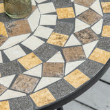 Mosaic Ceramic Top Outdoor Garden Patio Side Table Round - Velmora