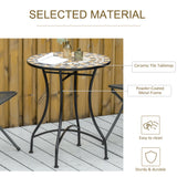 Mosaic Ceramic Top Outdoor Garden Patio Side Table Round - Velmora