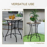 Mosaic Ceramic Top Outdoor Garden Patio Side Table Round - Velmora
