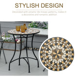 Mosaic Ceramic Top Outdoor Garden Patio Side Table Round - Velmora
