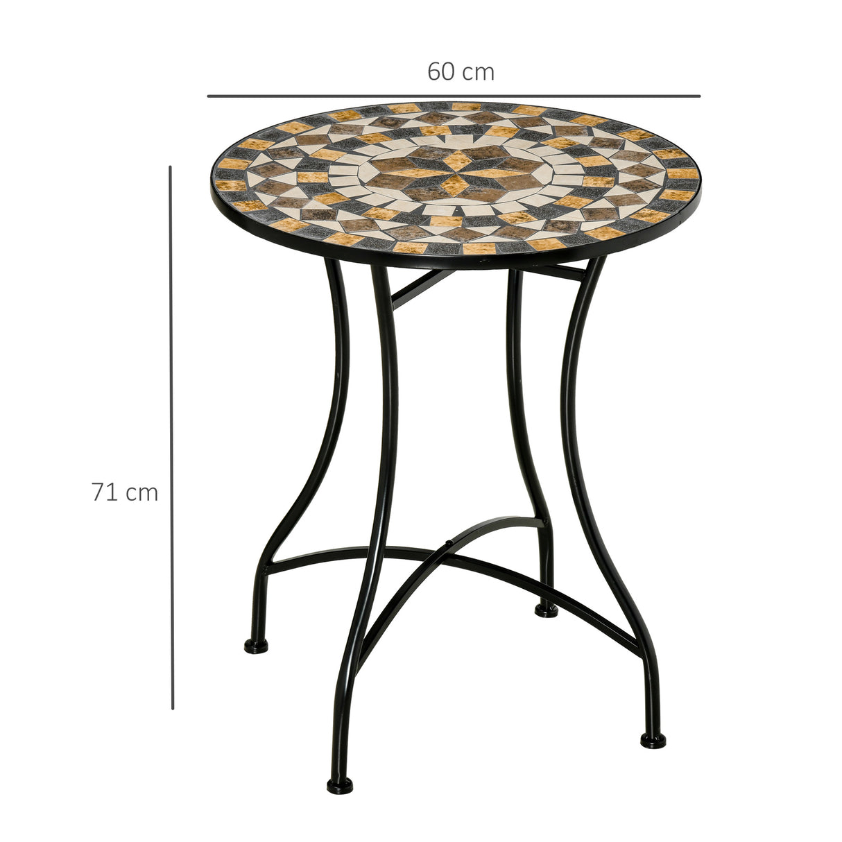 Mosaic Ceramic Top Outdoor Garden Patio Side Table Round - Velmora