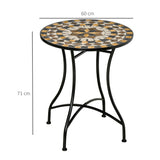 Mosaic Ceramic Top Outdoor Garden Patio Side Table Round - Velmora