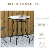 Mosaic Ceramic Top Outdoor Garden Patio Side Table Round - Velmora