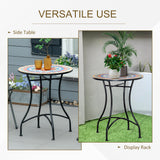 Mosaic Ceramic Top Outdoor Garden Patio Side Table Round - Velmora
