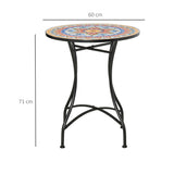 Mosaic Ceramic Top Outdoor Garden Patio Side Table Round - Velmora