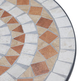Mosaic Ceramic Top Outdoor Garden Patio Side Table With Black Frame Round - Velmora