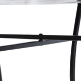Mosaic Ceramic Top Outdoor Garden Patio Side Table With Black Frame Round - Velmora