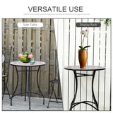 Mosaic Ceramic Top Outdoor Garden Patio Side Table With Black Frame Round - Velmora