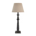 Neutral Linen Shade Table Lamp With Column Wooden Base - Incia