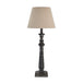 Neutral Linen Shade Table Lamp With Column Wooden Base - Incia