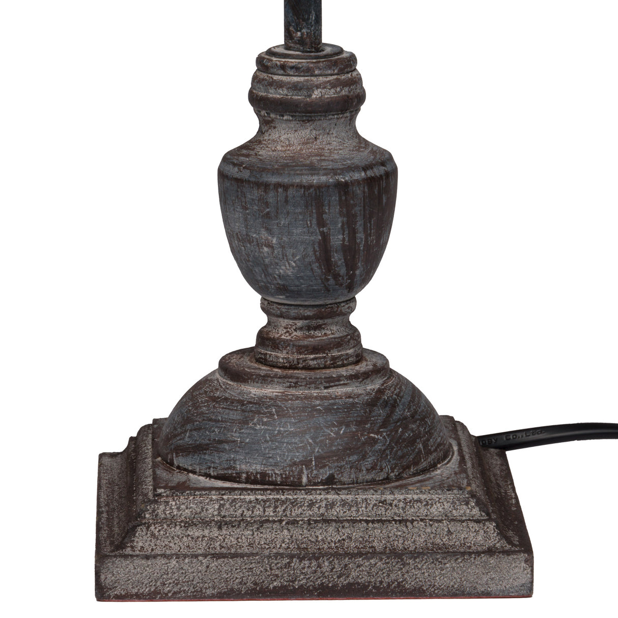 Neutral Linen Shade Table Lamp Grey Washed Wooden Base - Incia