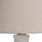 Oatmeal Linen Shade Table Lamp With White Washed Wooden Base - Cyrene