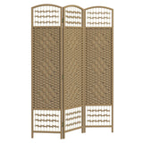 Paper Rope 3 Panel Folding Room Divider 120cm Wide - Velmora