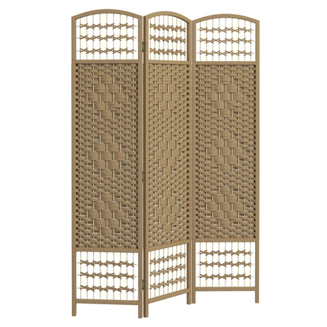 Paper Rope 3 Panel Folding Room Divider 120cm Wide - Velmora
