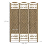 Paper Rope 3 Panel Folding Room Divider 120cm Wide - Velmora