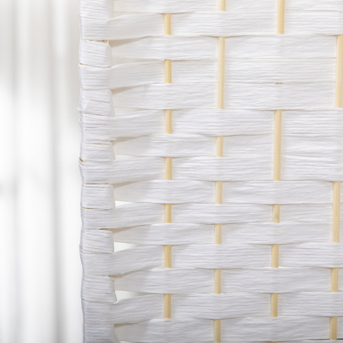 Paper Rope 3 Panel Folding Room Divider 120cm Wide - Velmora