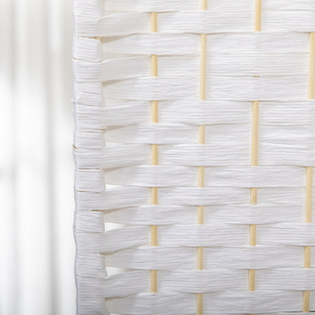 Paper Rope 3 Panel Folding Room Divider 120cm Wide - Velmora