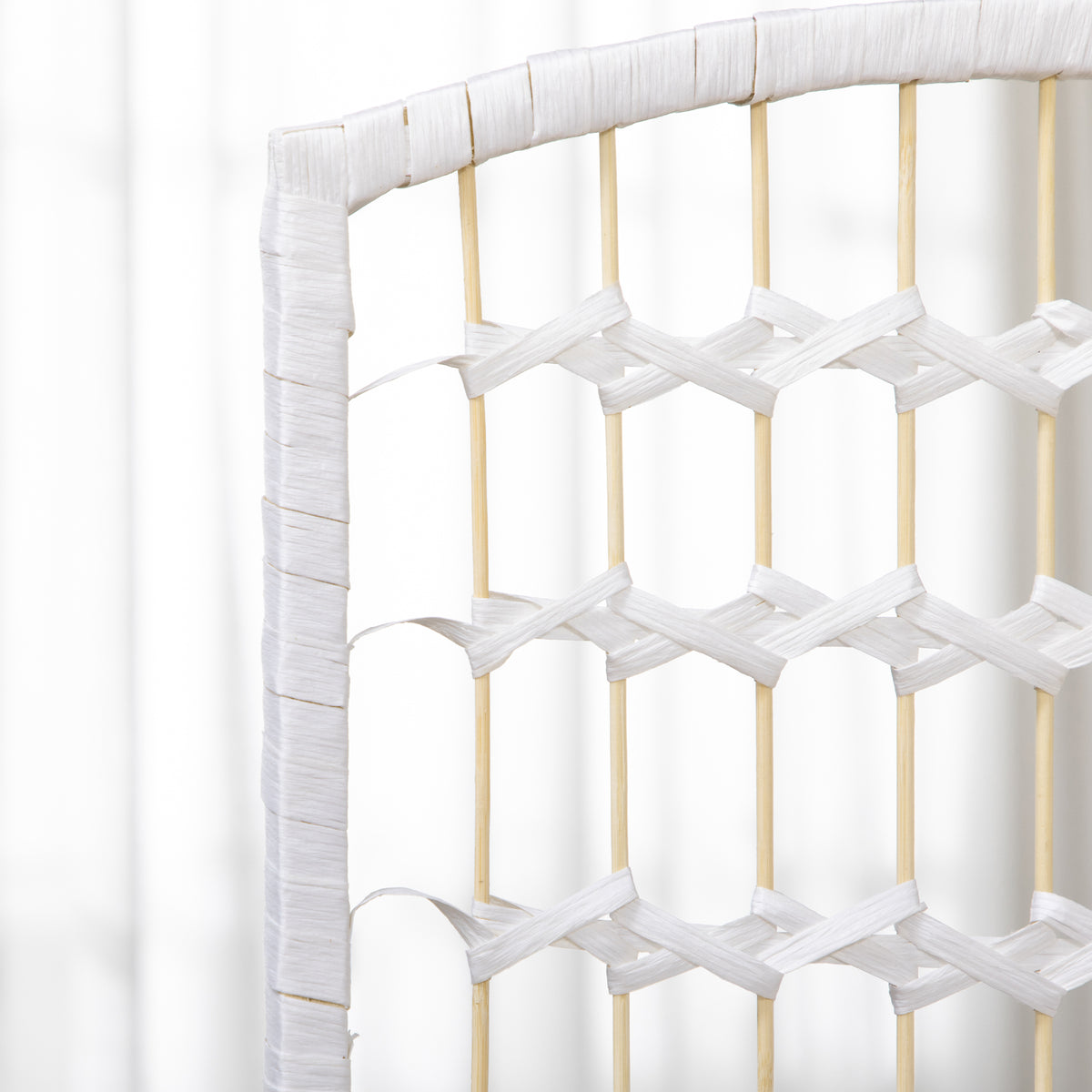 Paper Rope 3 Panel Folding Room Divider 120cm Wide - Velmora