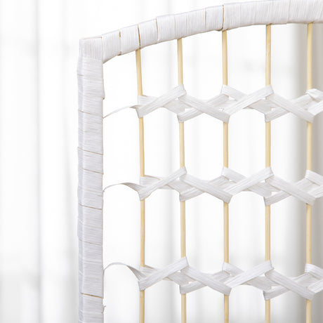 Paper Rope 3 Panel Folding Room Divider 120cm Wide - Velmora