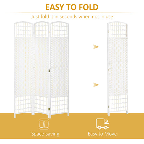 Paper Rope 3 Panel Folding Room Divider 120cm Wide - Velmora