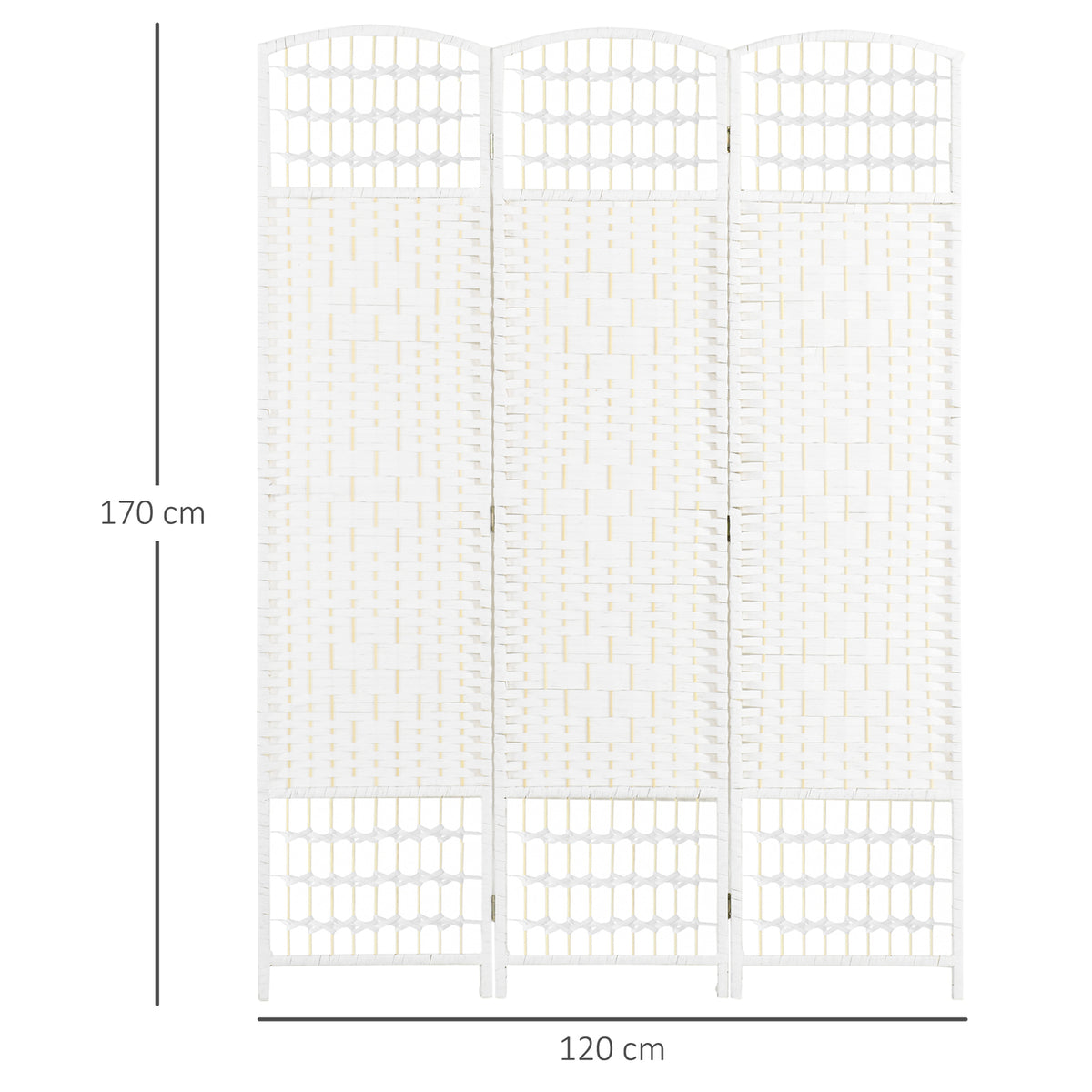 Paper Rope 3 Panel Folding Room Divider 120cm Wide - Velmora