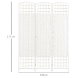 Paper Rope 3 Panel Folding Room Divider 120cm Wide - Velmora