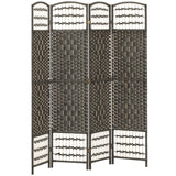 Paper Rope 4 Panel Folding Room Divider 160cm Wide - Velmora