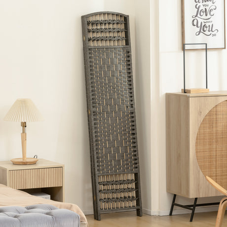 Paper Rope 4 Panel Folding Room Divider 160cm Wide - Velmora