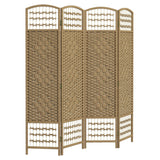 Paper Rope 4 Panel Folding Room Divider 160cm Wide - Velmora