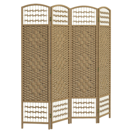 Paper Rope 4 Panel Folding Room Divider 160cm Wide - Velmora