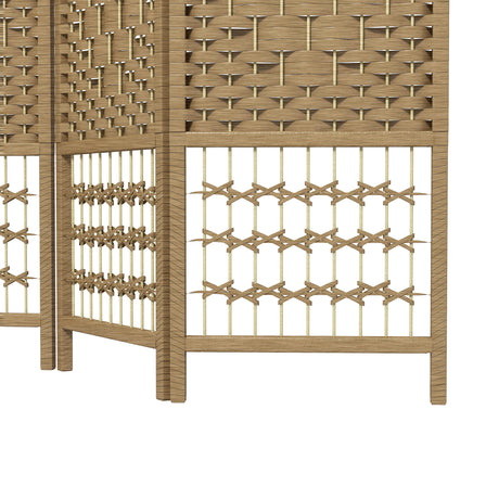 Paper Rope 4 Panel Folding Room Divider 160cm Wide - Velmora