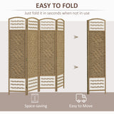 Paper Rope 4 Panel Folding Room Divider 160cm Wide - Velmora