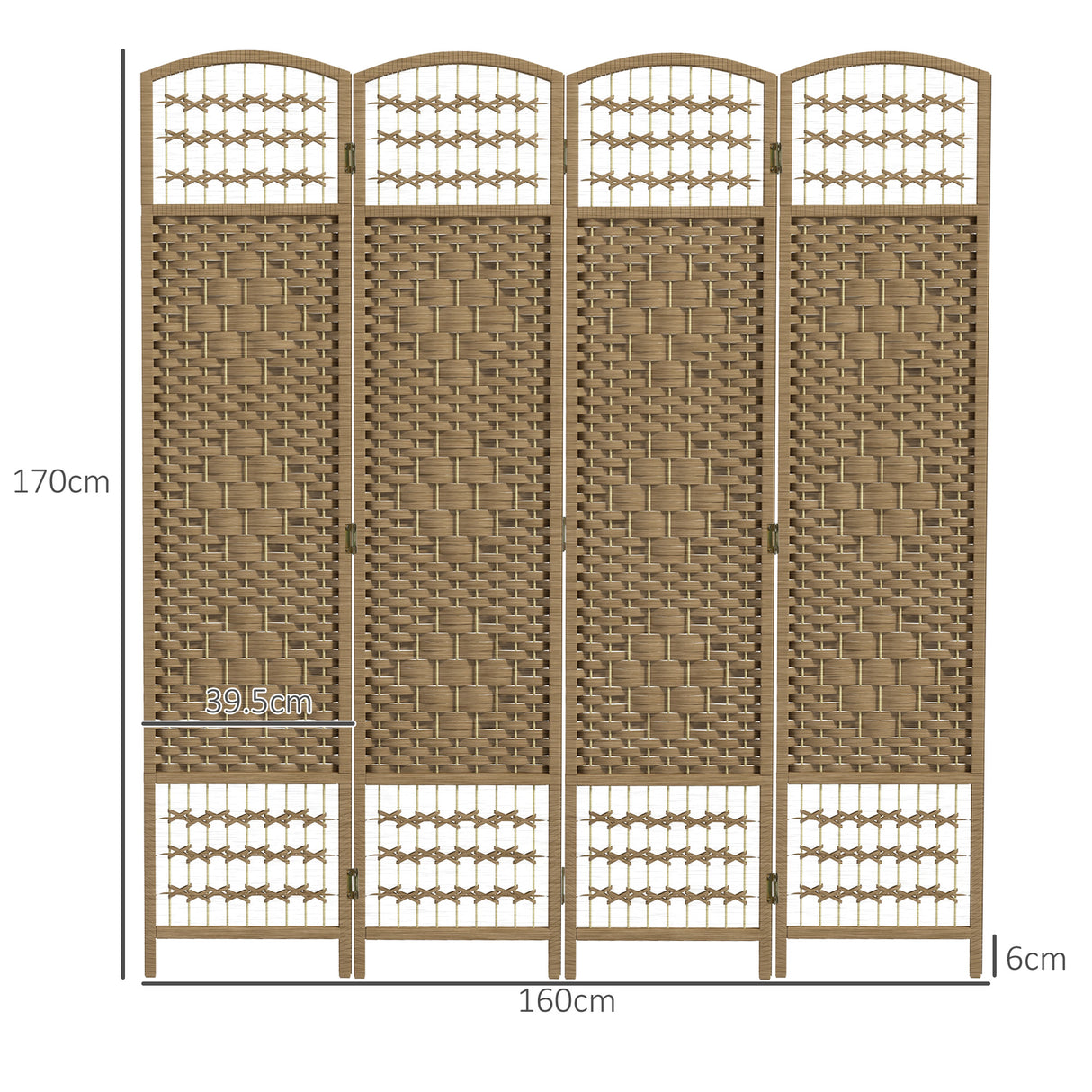 Paper Rope 4 Panel Folding Room Divider 160cm Wide - Velmora