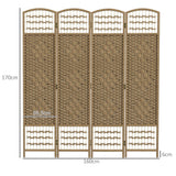 Paper Rope 4 Panel Folding Room Divider 160cm Wide - Velmora
