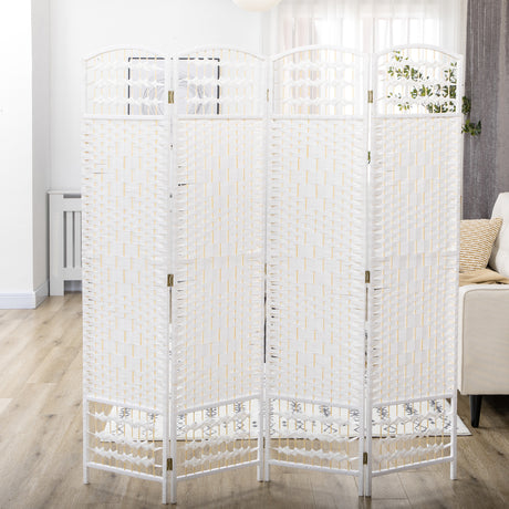 Paper Rope 4 Panel Folding Room Divider 160cm Wide - Velmora