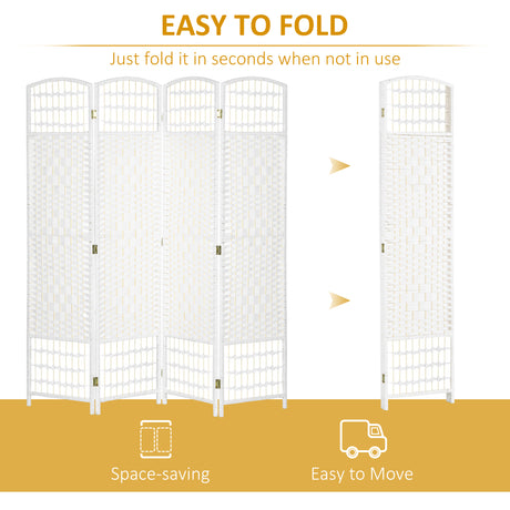 Paper Rope 4 Panel Folding Room Divider 160cm Wide - Velmora