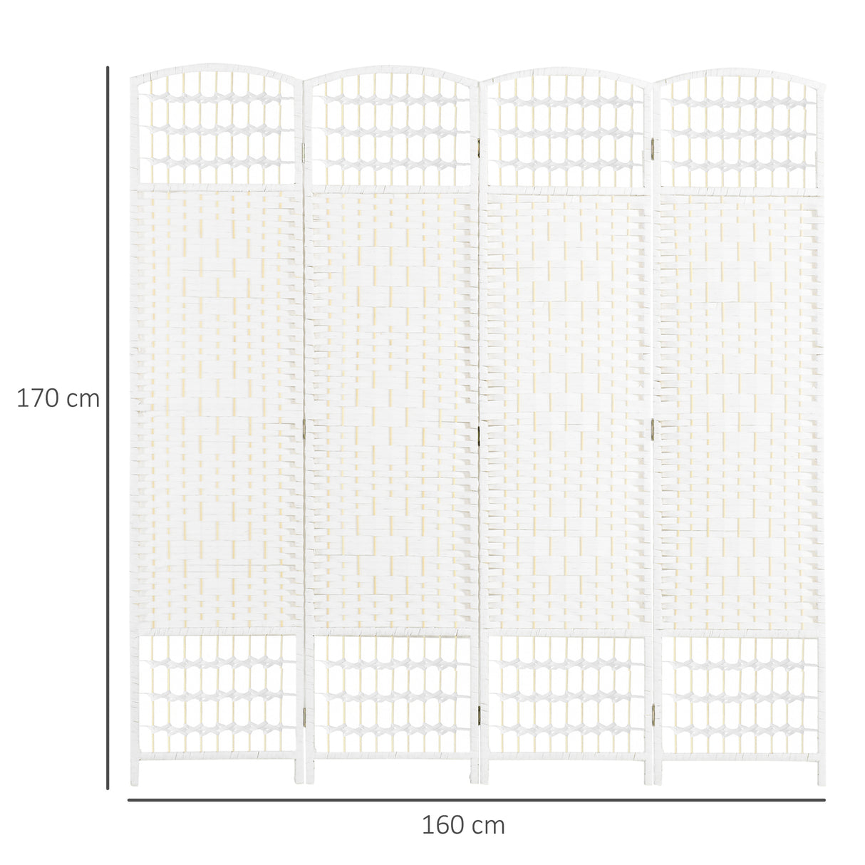 Paper Rope 4 Panel Folding Room Divider 160cm Wide - Velmora