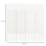 Paper Rope 4 Panel Folding Room Divider 160cm Wide - Velmora