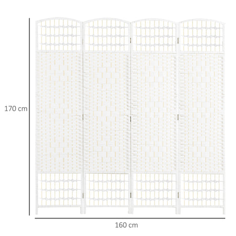 Paper Rope 4 Panel Folding Room Divider 160cm Wide - Velmora