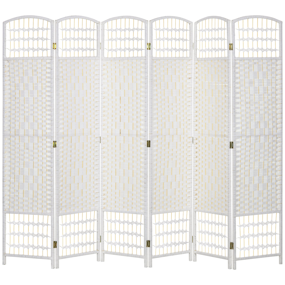 Paper Rope 6 Panel Folding Room Divider 240cm Wide - Velmora