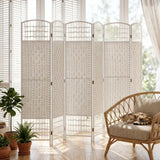 Paper Rope 6 Panel Folding Room Divider 240cm Wide - Velmora