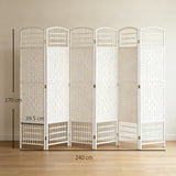 Paper Rope 6 Panel Folding Room Divider 240cm Wide - Velmora