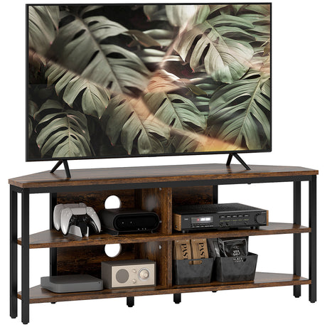 Particle Board TV Stand 106cm Wide Corner With 4 Open Shelves - Velmora