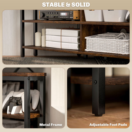 Particle Board TV Stand 106cm Wide Corner With 4 Open Shelves - Velmora