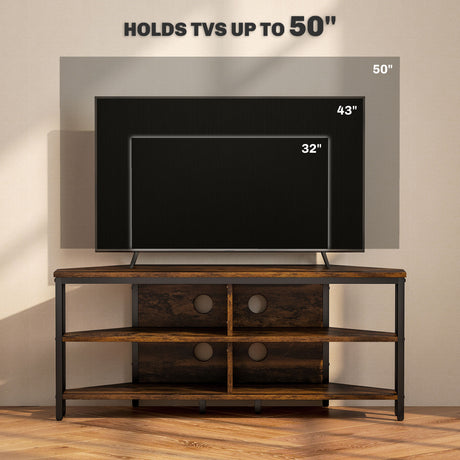 Particle Board TV Stand 106cm Wide Corner With 4 Open Shelves - Velmora