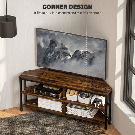 Particle Board TV Stand 106cm Wide Corner With 4 Open Shelves - Velmora