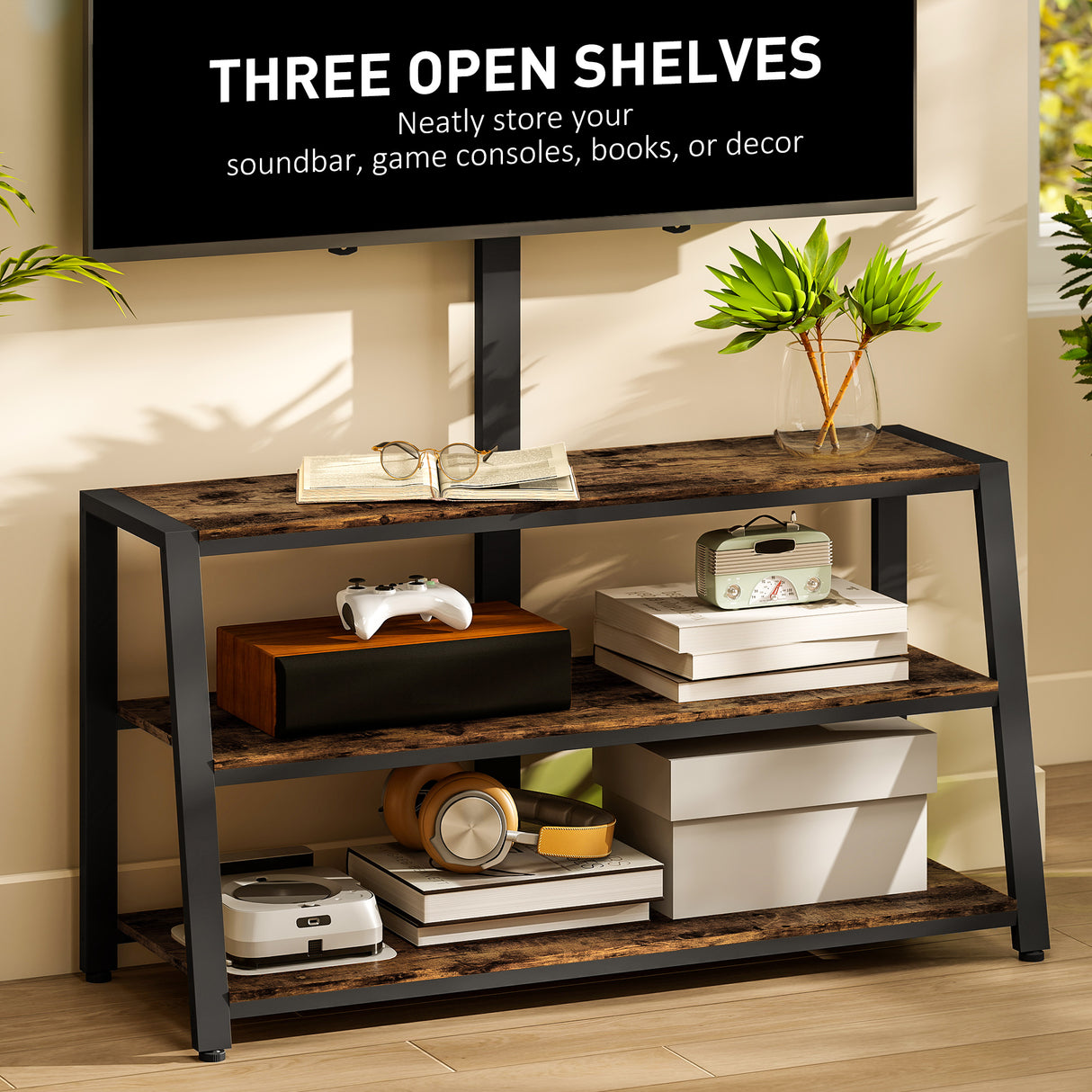 Particle Board TV Stand 108cm Wide With Bracket - Velmora