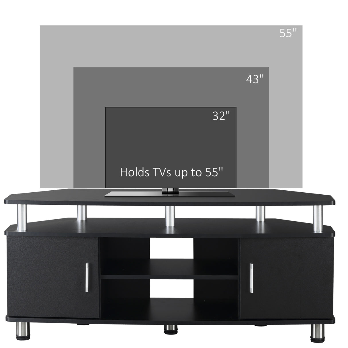 Particle Board TV Stand 120cm Wide With 2 Doors - Velmora