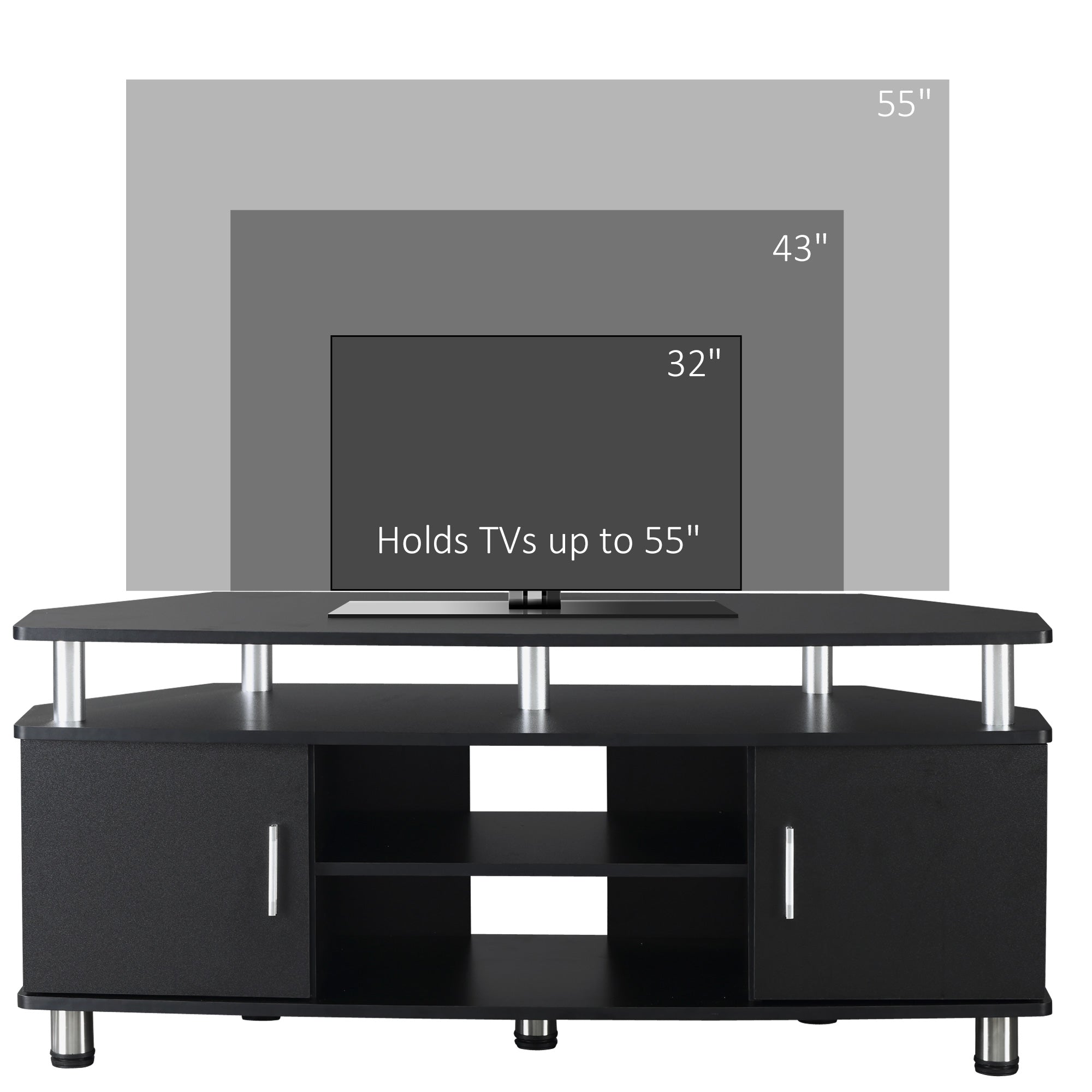 Particle Board TV Stand 120cm Wide With 2 Doors - Velmora