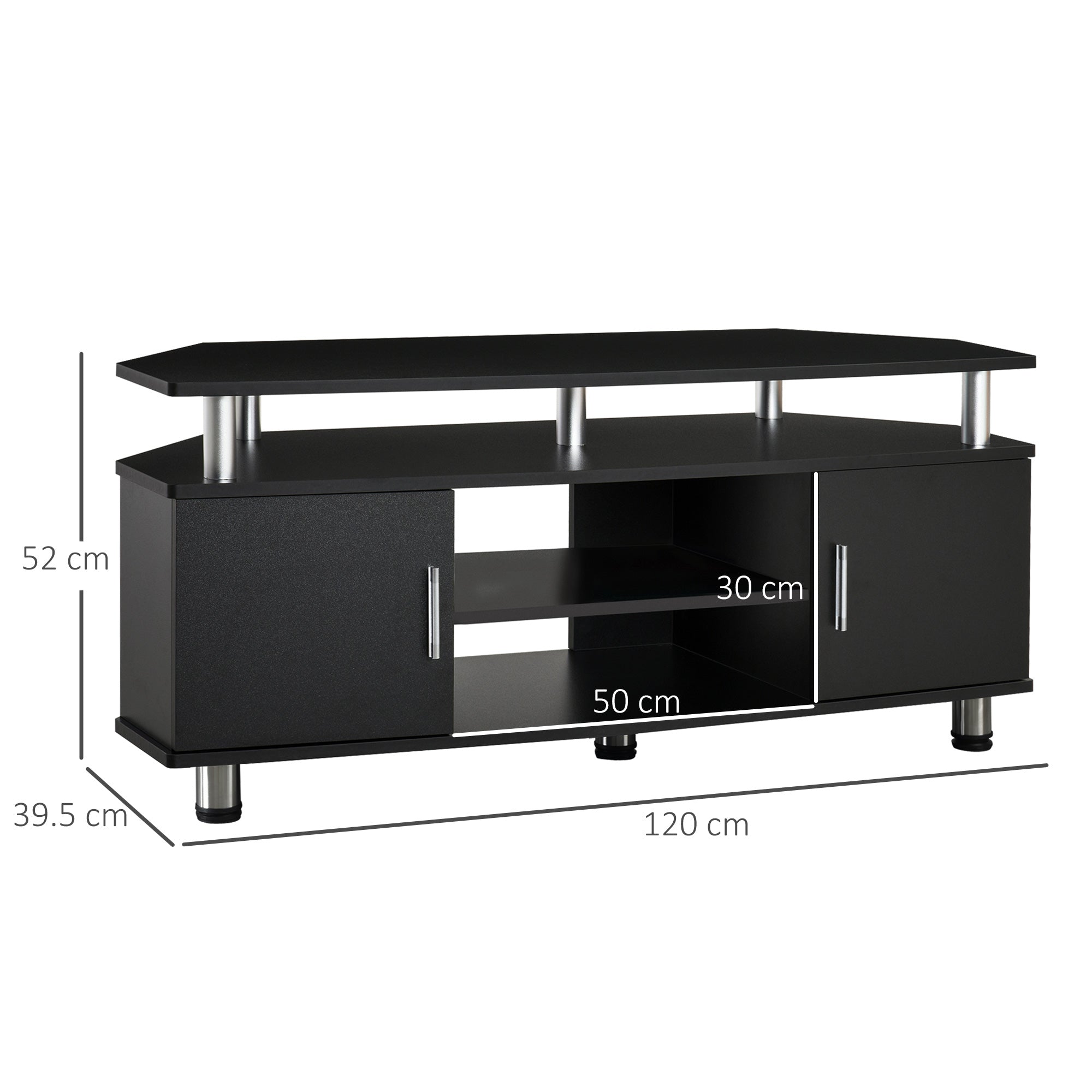 Particle Board TV Stand 120cm Wide With 2 Doors - Velmora